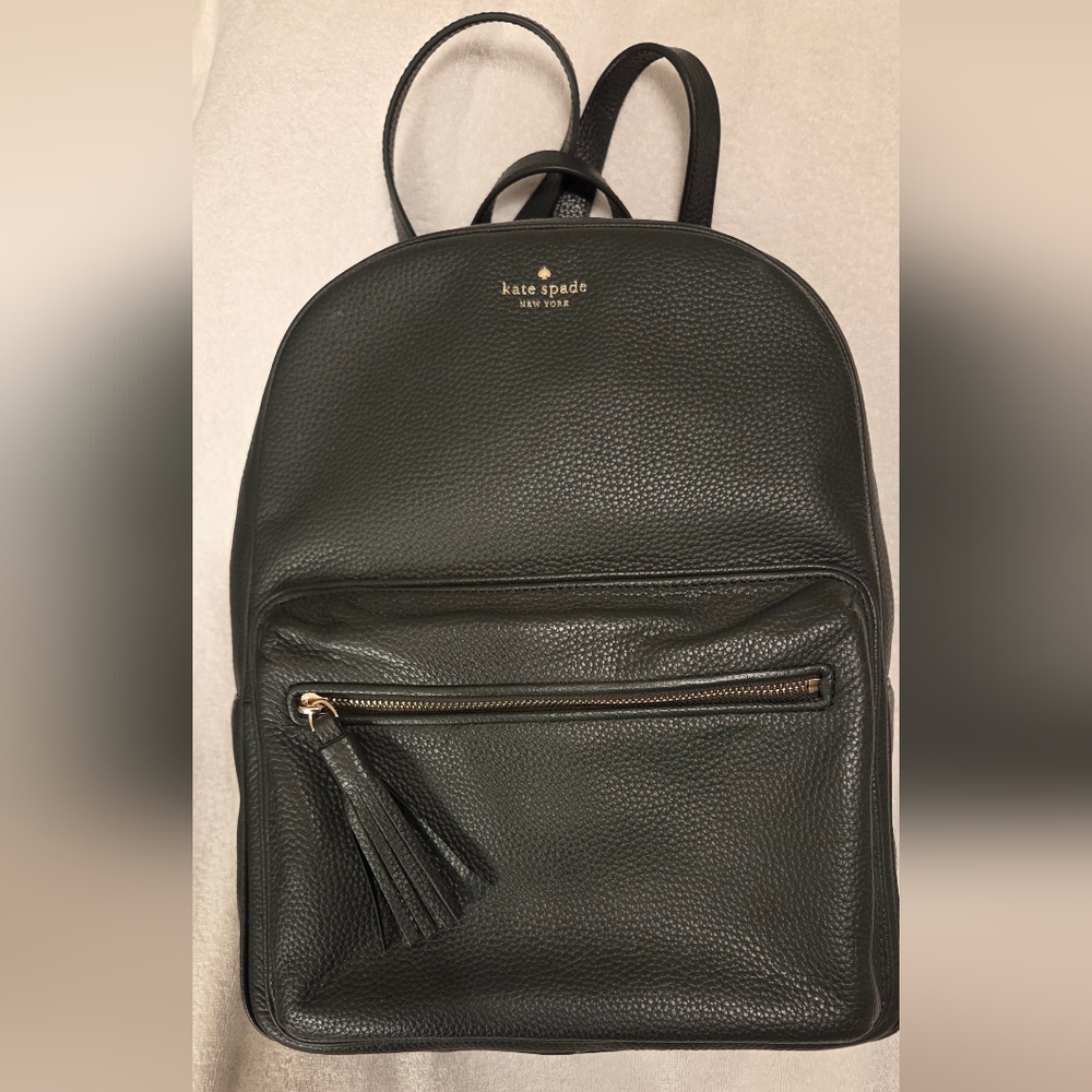 Kate Spade Dark Leather Backpack with Tassel